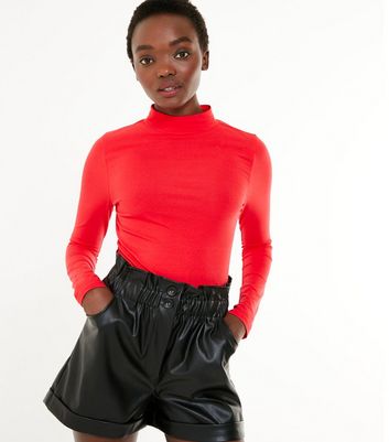 red high neck top