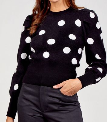 Blue Vanilla Black Spot Puff Sleeve 