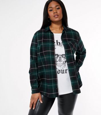 Curves Green Check Pocket Front Shirt 