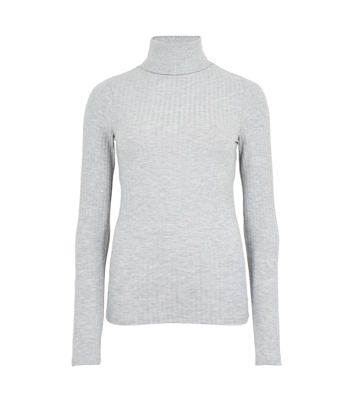 Grey Ribbed Roll Neck Top Image 5