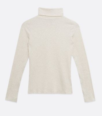 Cream Wide Rib Roll Neck Top | New Look