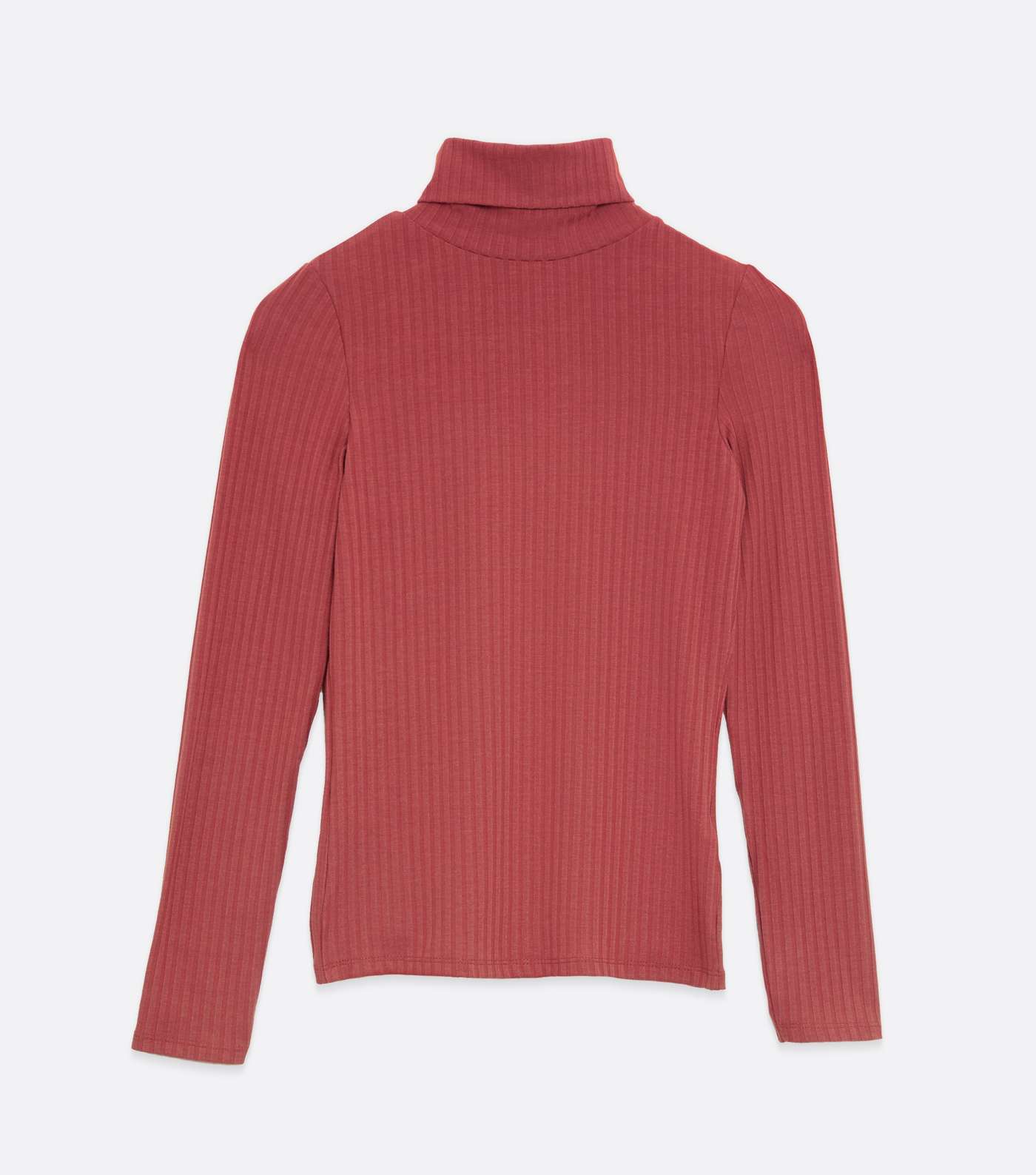 Rust Ribbed Roll Neck Top Image 5