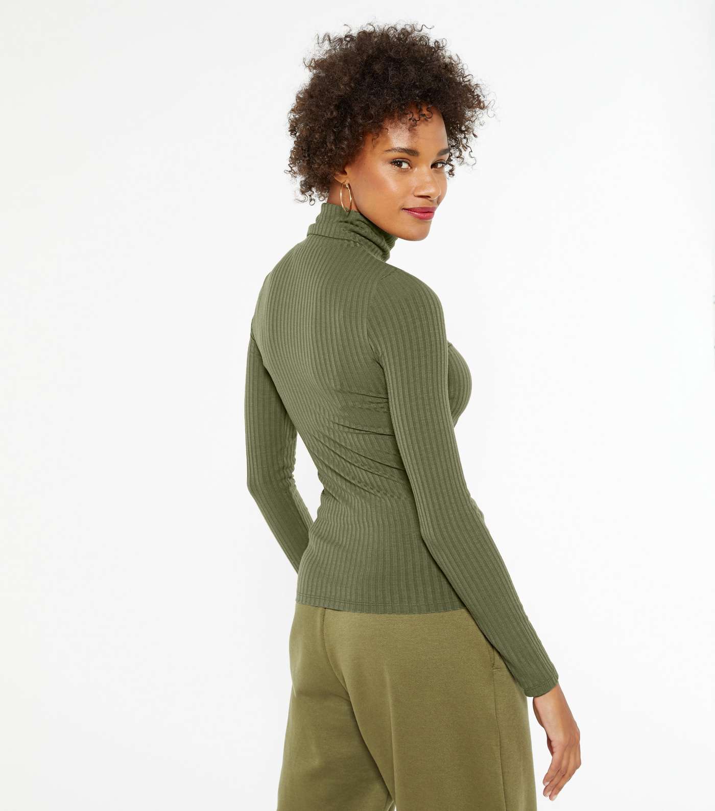 3 Pack Yellow Green and Black Rib Roll Neck Tops Image 3