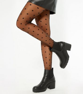 Black Spot Sheer Tights | New Look