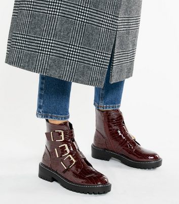 New look buckle chunky flat boot best sale