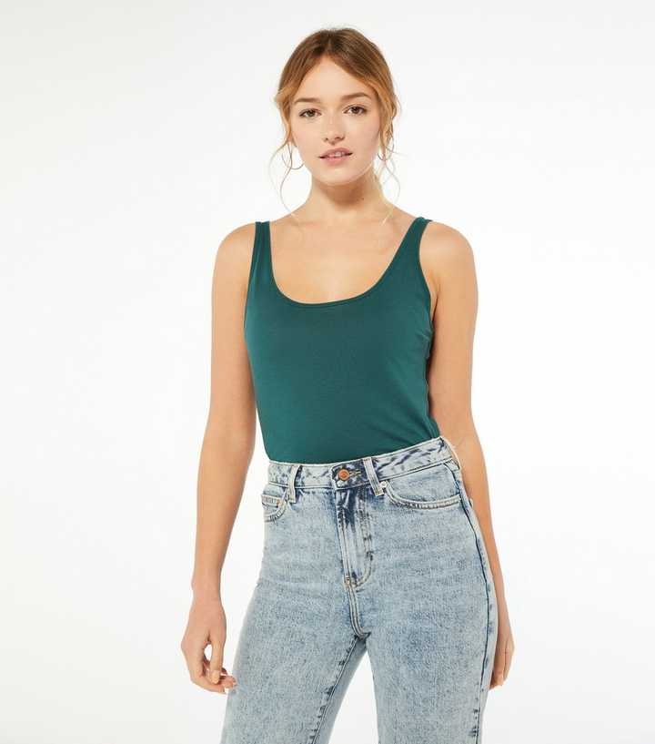 Dark Green Scoop Neck Vest 