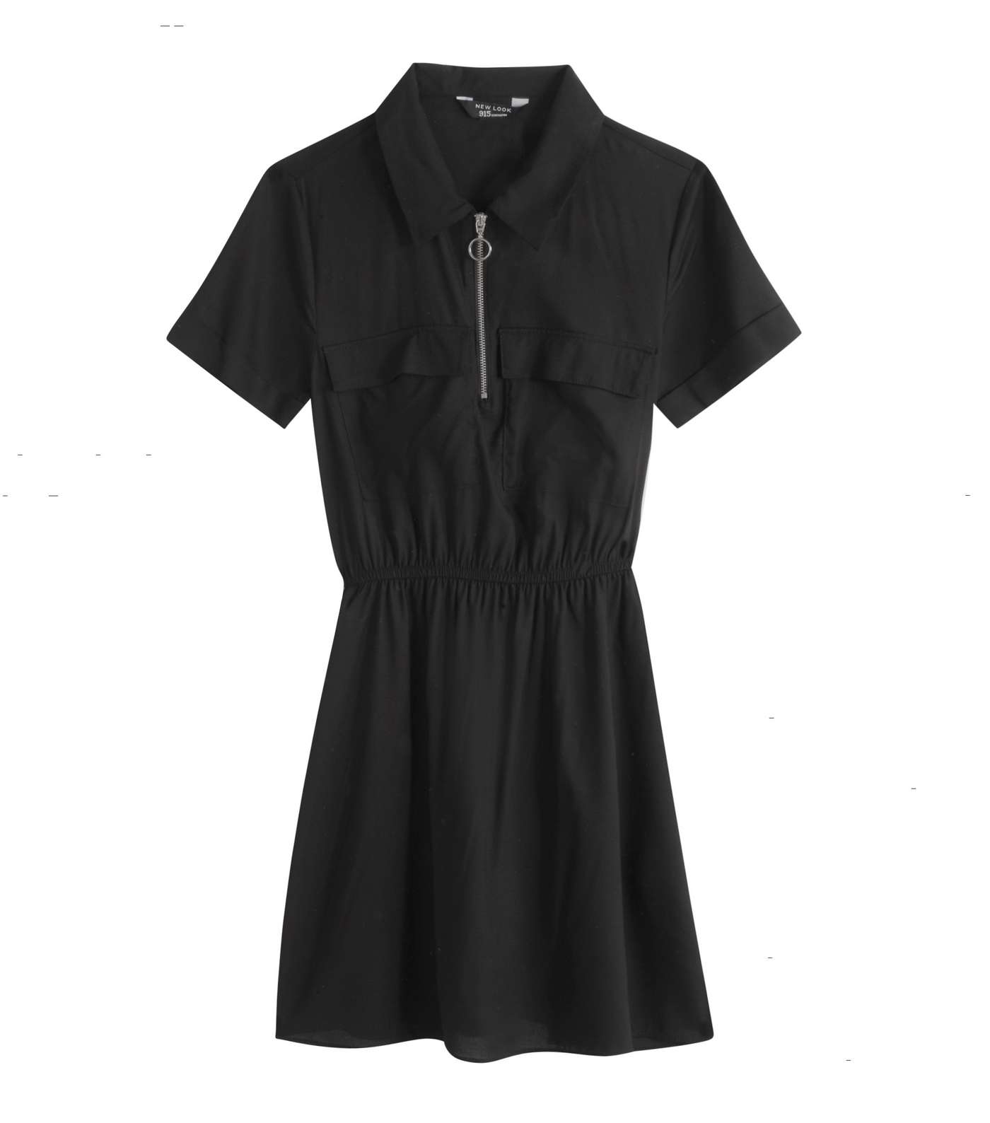 Girls Black Utility Shirt Dress 
