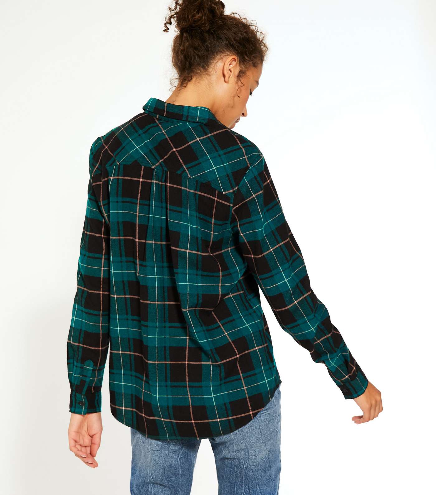Tall Green Check Pocket Front Collared shirt Image 3