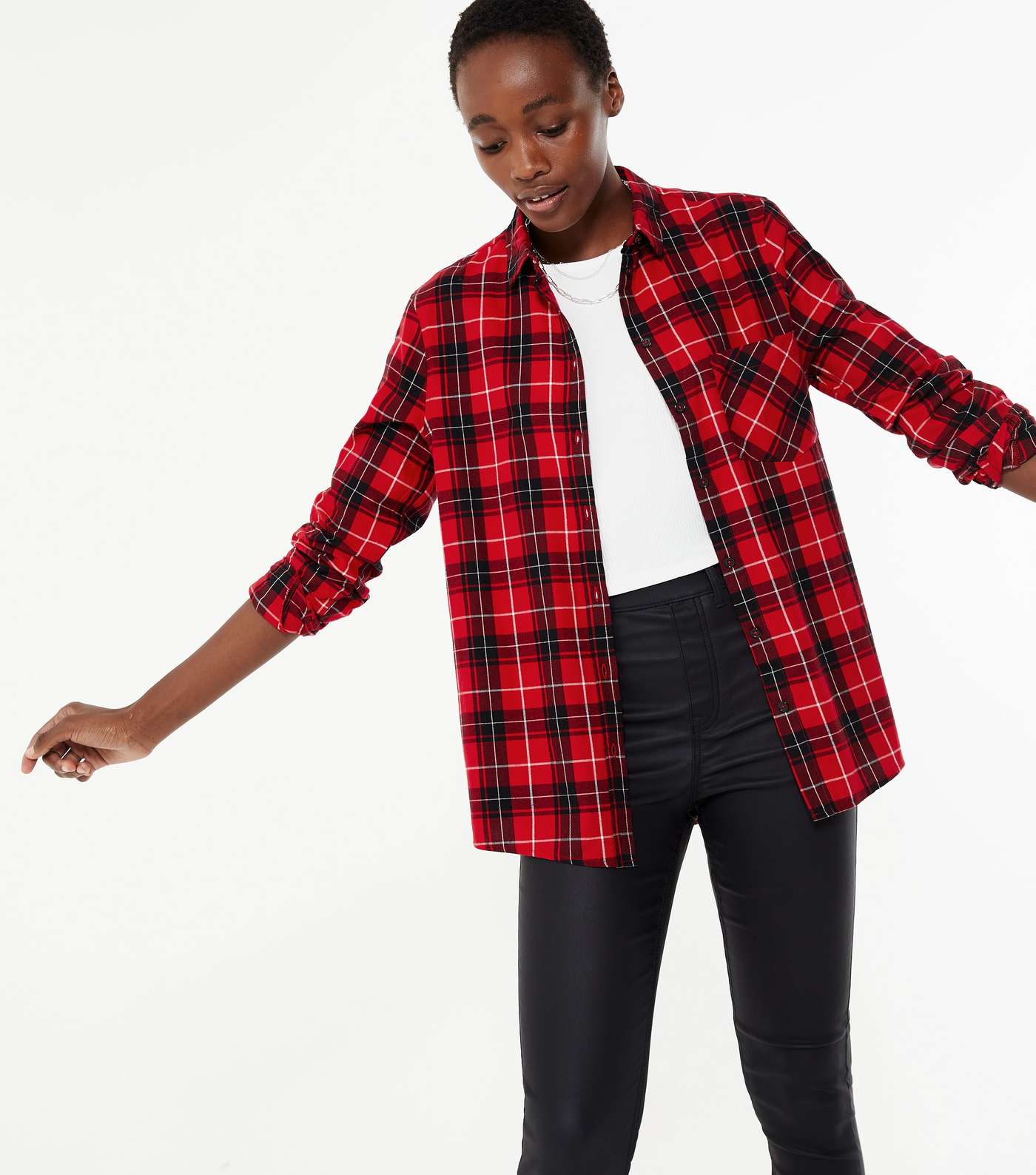 Tall Red Check Pocket Front Collared shirt