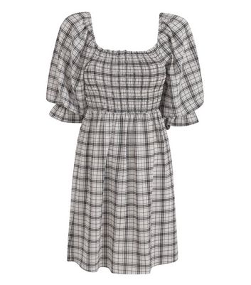 black and white check dress new look