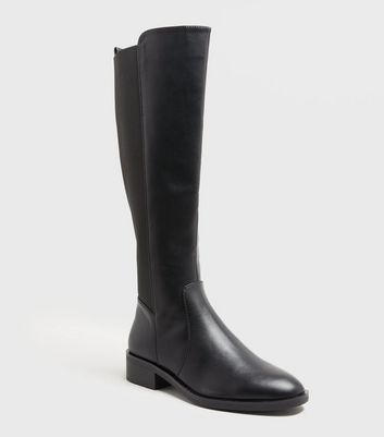 black knee high elasticated boots