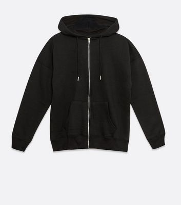 basic black zip up hoodie
