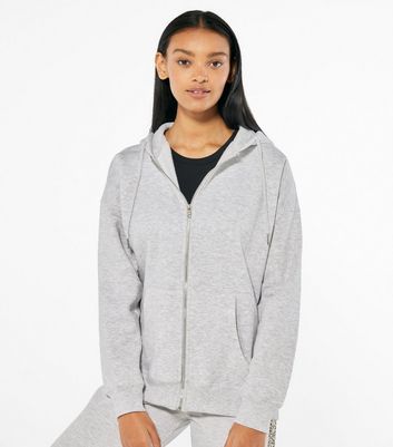 Pale Grey Zip Front Hoodie