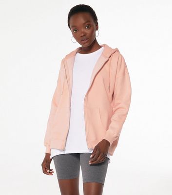 Pale Pink Zip Front Hoodie