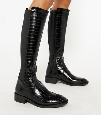 elasticated knee high boots