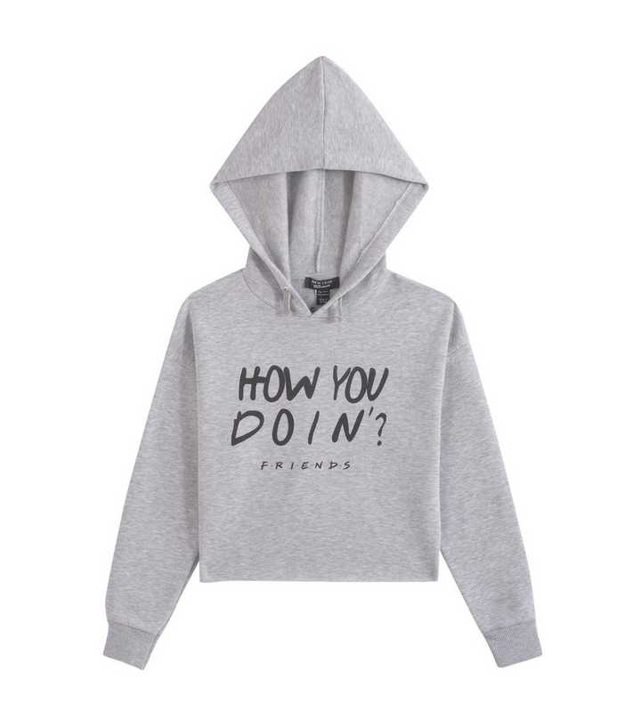 Girls Grey Friends How You Doin' Slogan Hoodie | New Look