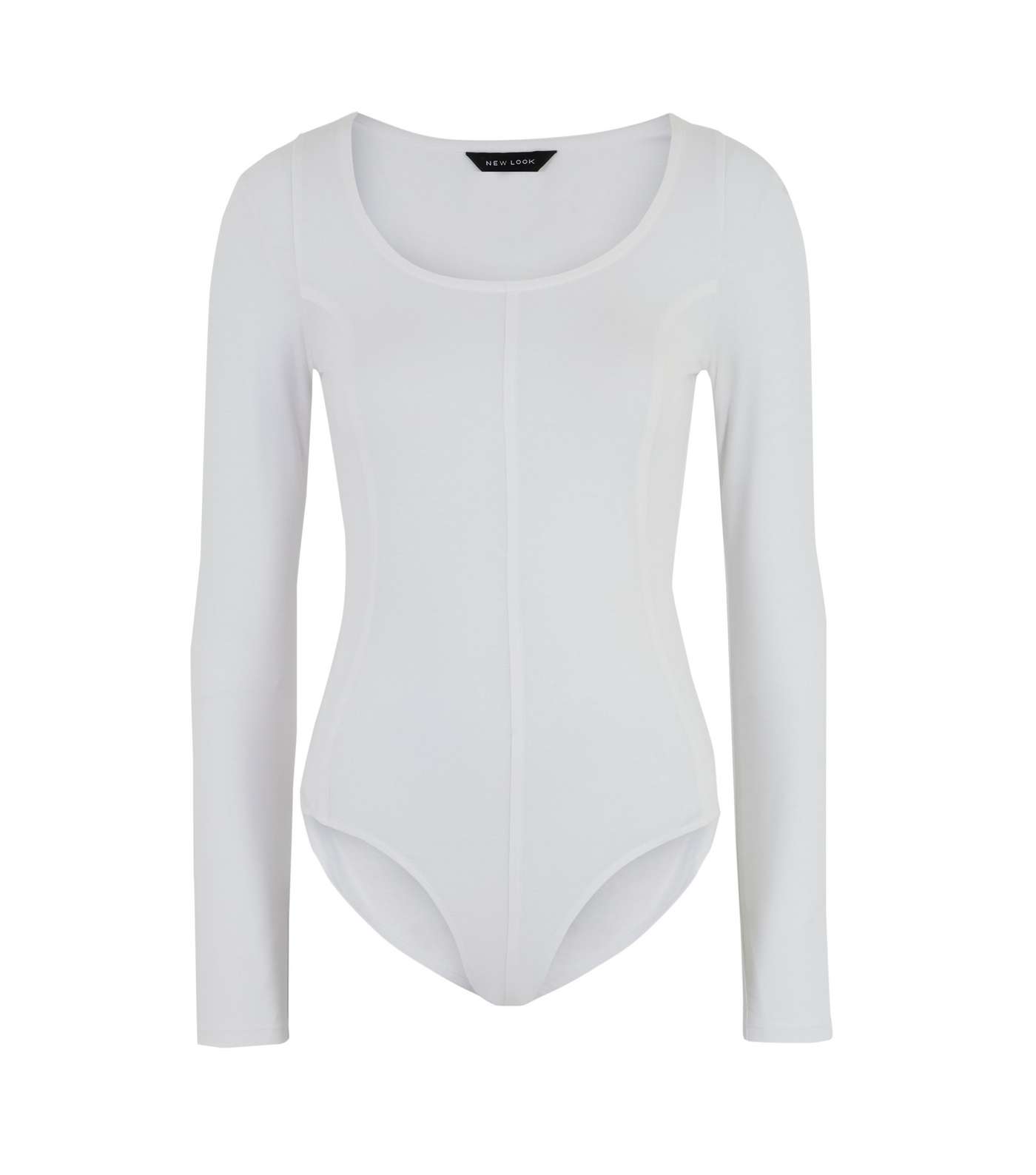 White Long Sleeve Seam Front Bodysuit Image 5