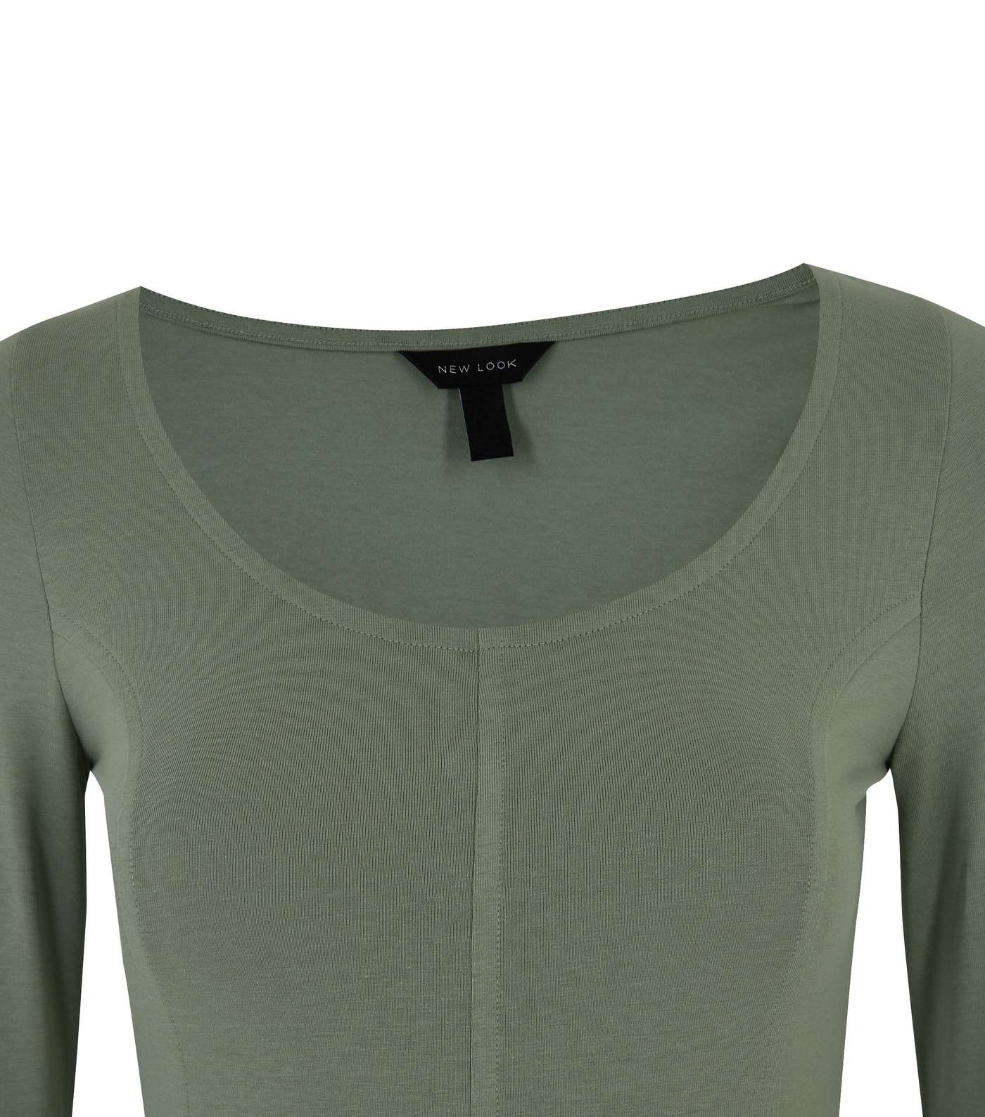 Green Long Sleeve Seam Front Bodysuit Image 3