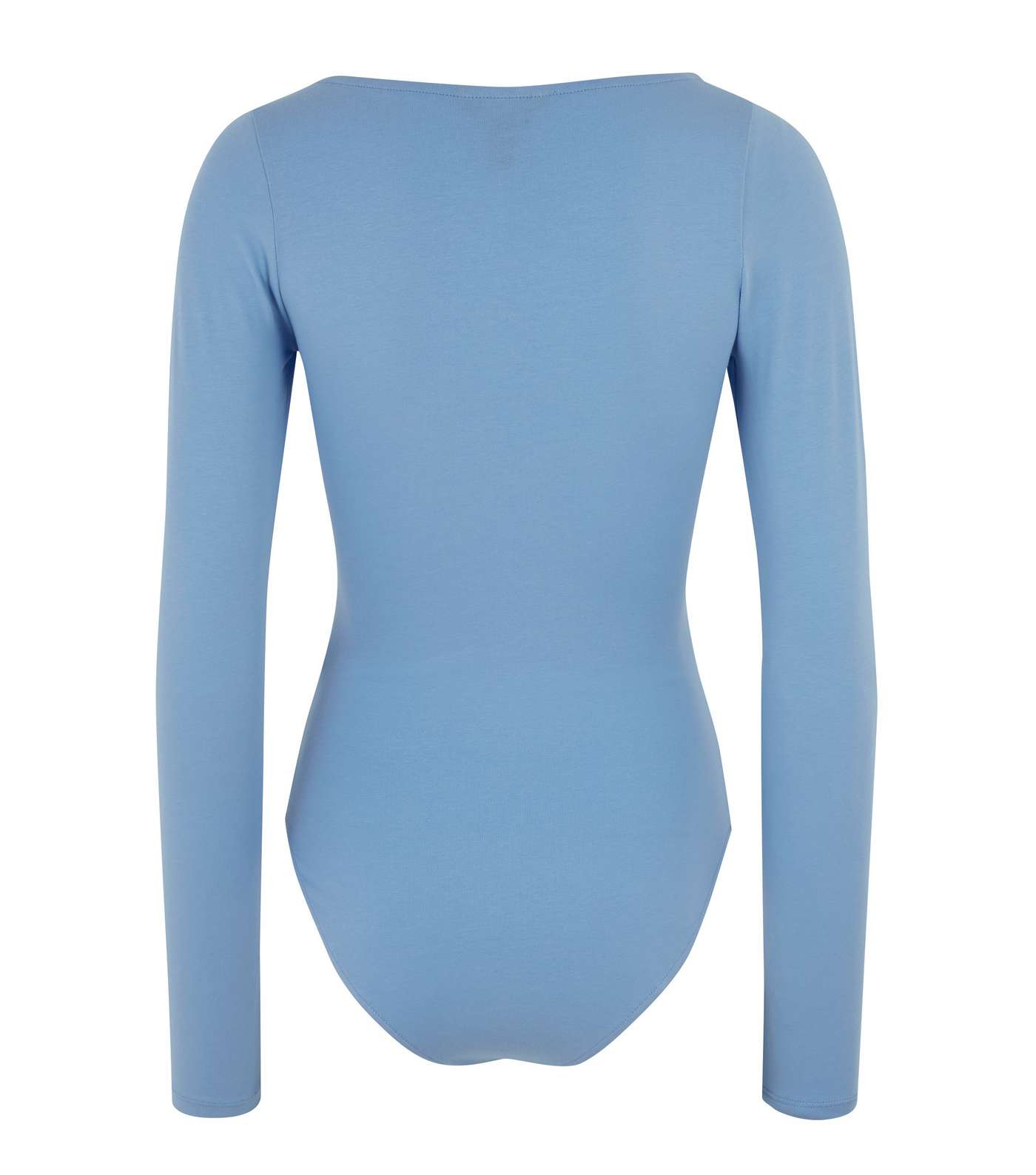 Pale Blue Long Sleeve Seam Front Bodysuit Image 2