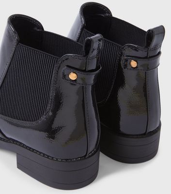 black patent ankle boots flat