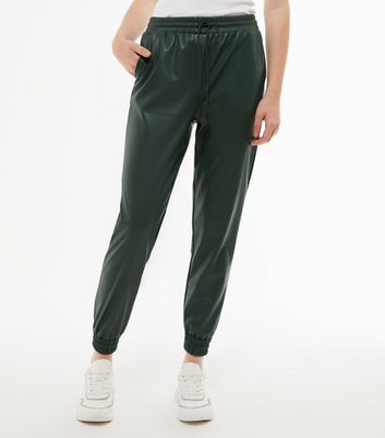 new look leather joggers