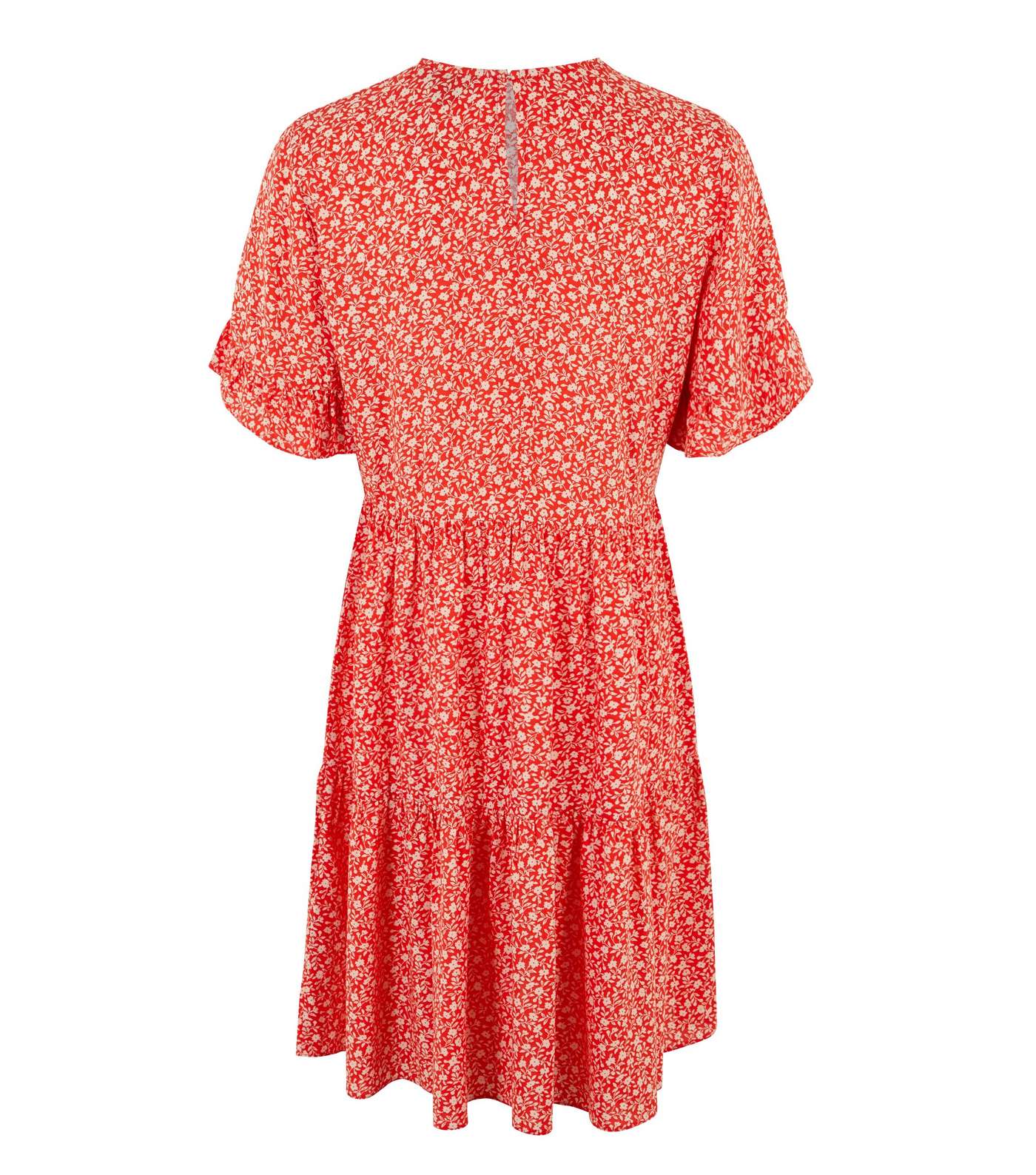 Tall Red Floral Frill Smock Dress  Image 2