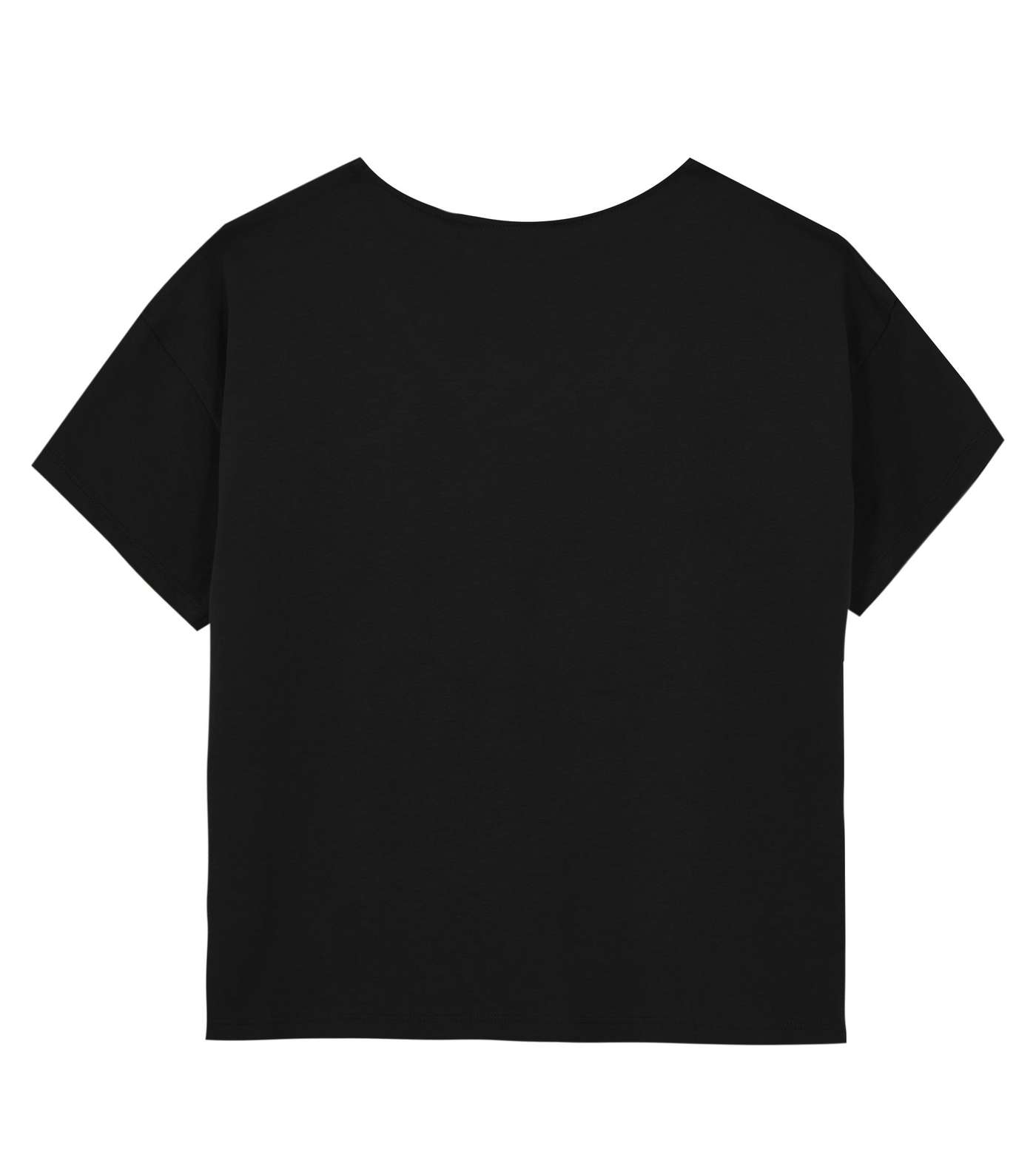 Girls Black Lattice Neck T-Shirt Image 2