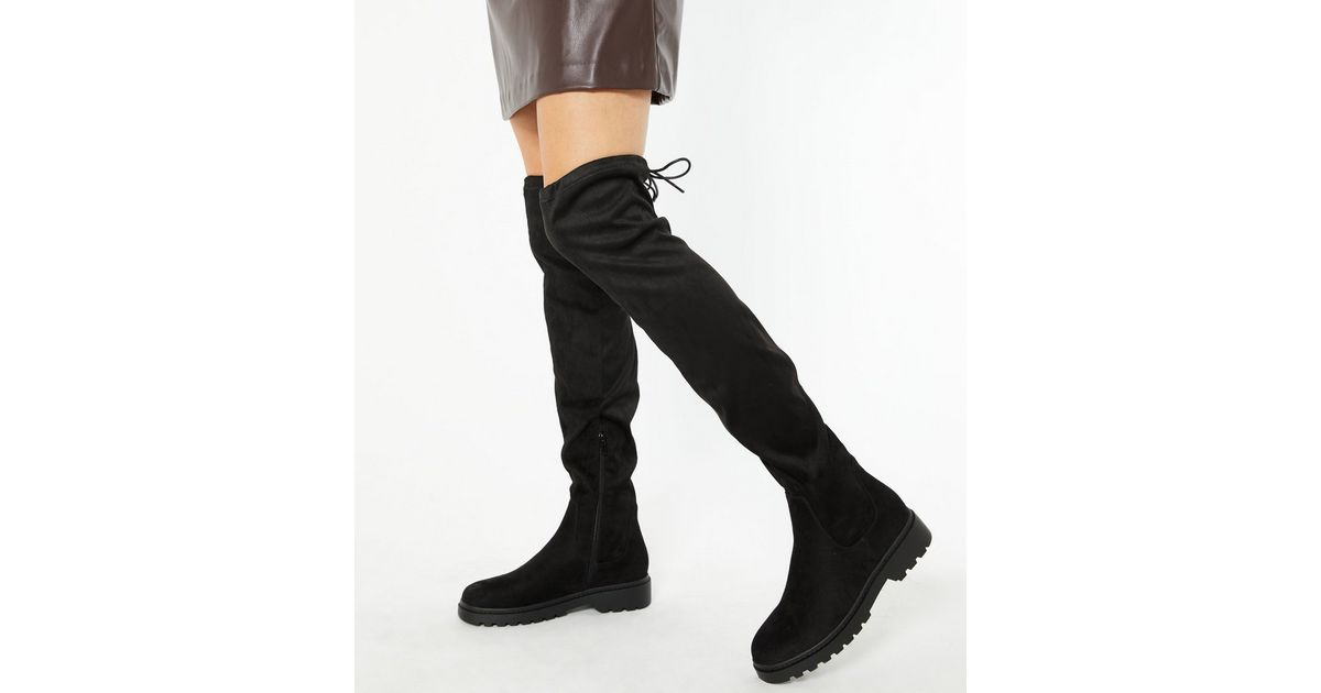 under knee chunky boots