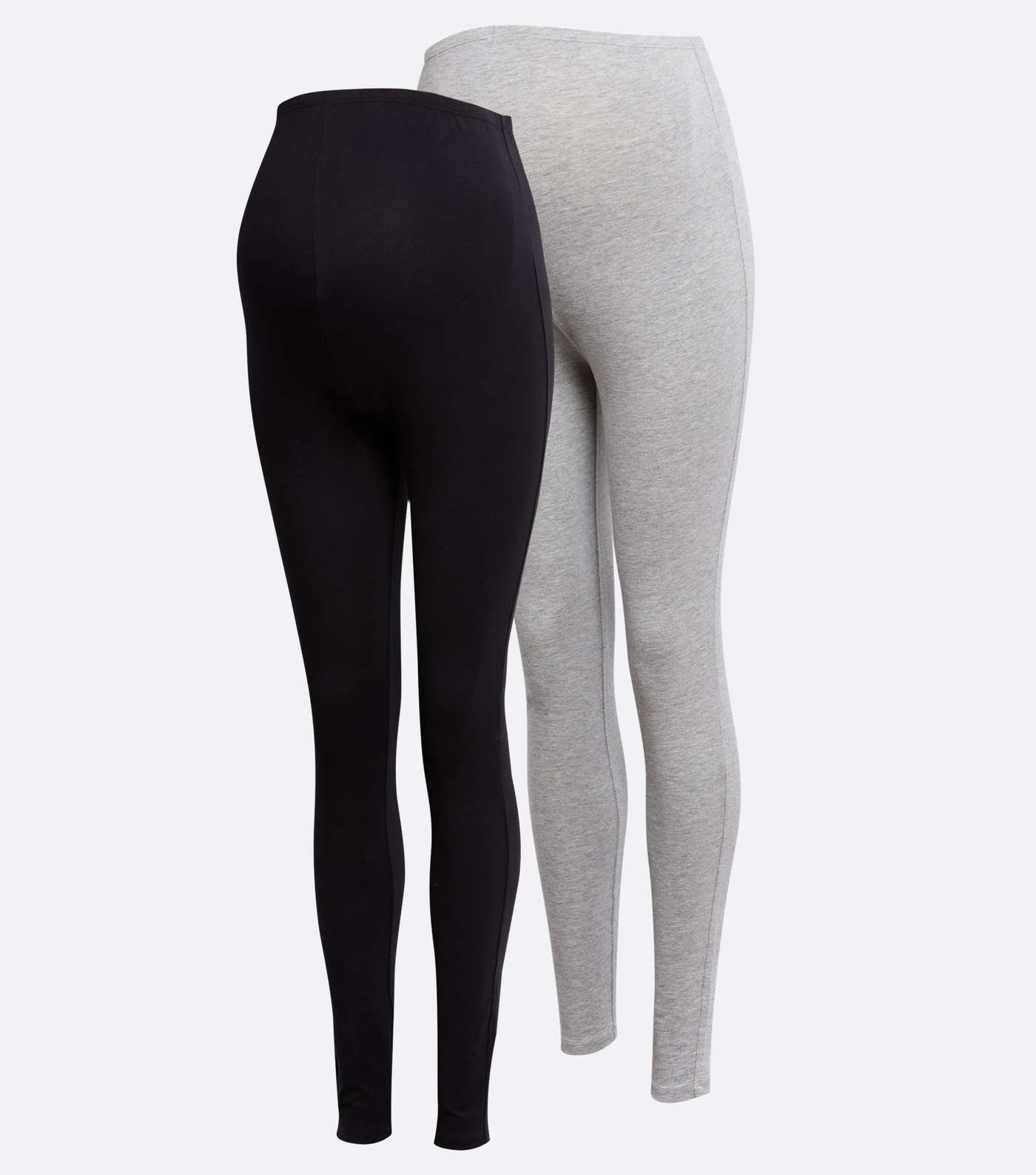 Maternity 2 Pack Grey and Black Jersey Leggings Image 5