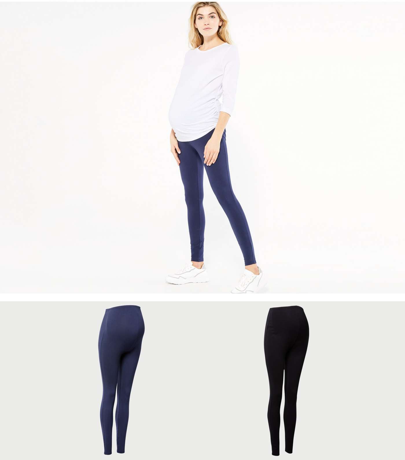 Maternity 2 Pack Navy and Black Jersey Leggings