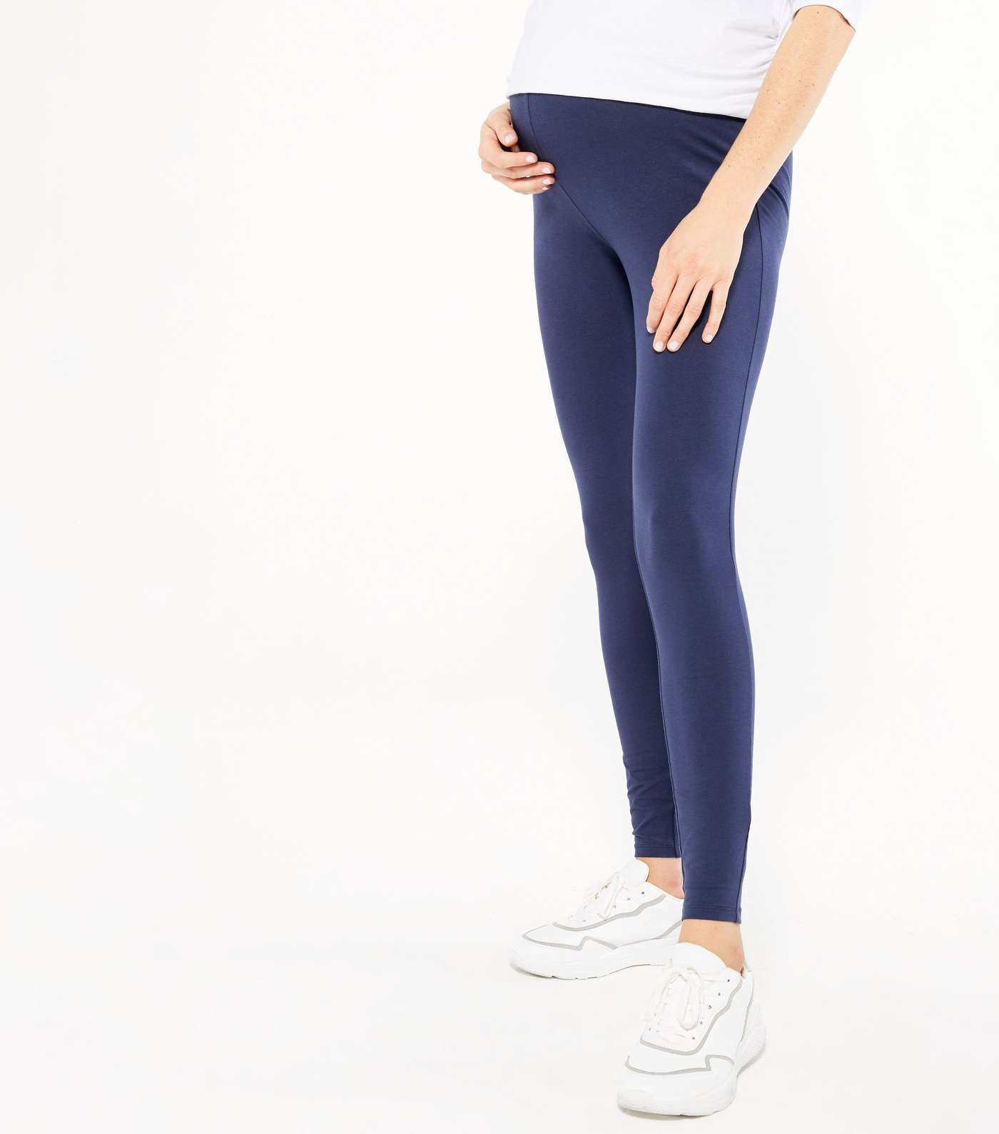 Maternity 2 Pack Navy and Black Jersey Leggings Image 3