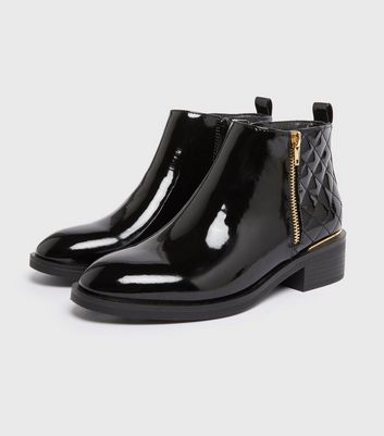 new look black patent boots