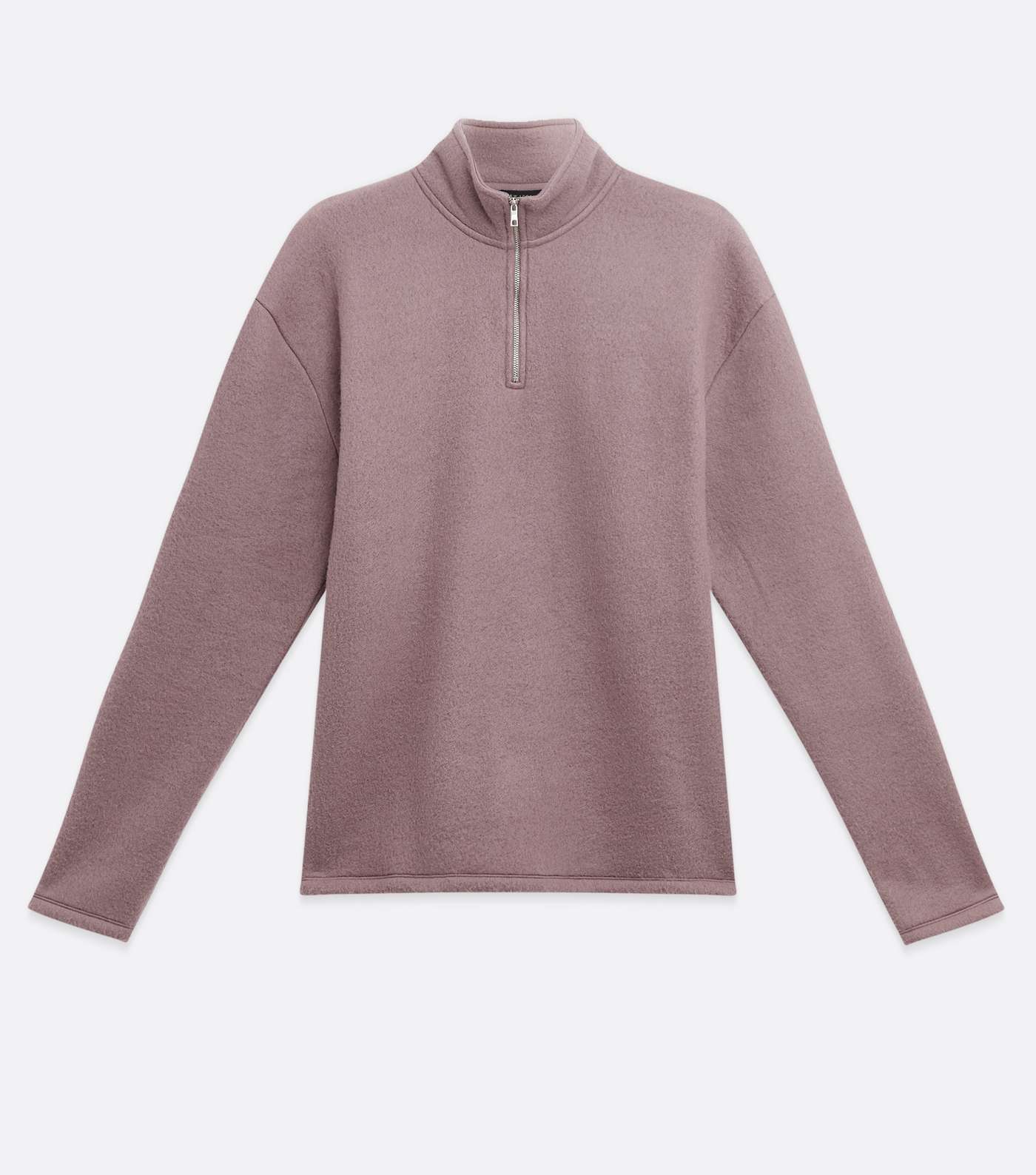 Lilac Fleece Zip Neck Long Sleeve Sweatshirt Image 5