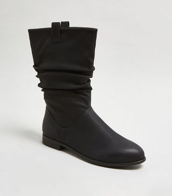 Flat leather slouch outlet boots