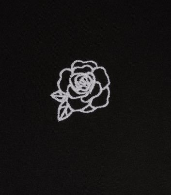 Image of Black Rose Embroidered Short Sleeve T-Shirt New Look