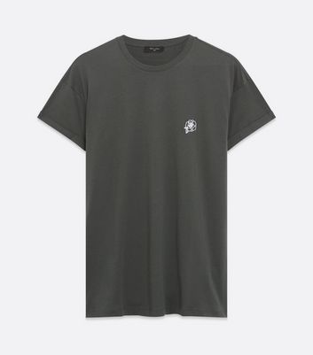 Image of Dark Green Rose Embroidered Short Sleeve T-Shirt New Look