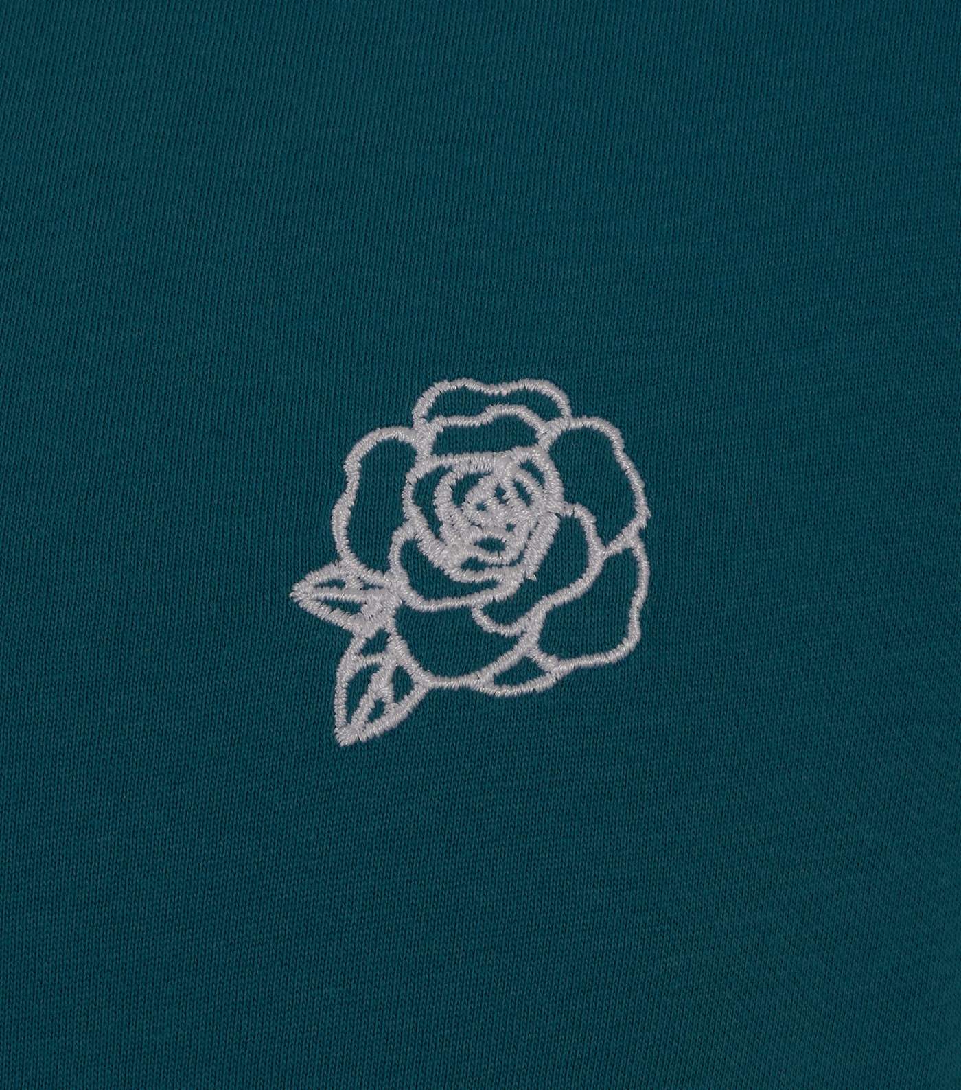 Teal Rose Embroidered Short Sleeve T-Shirt Image 3