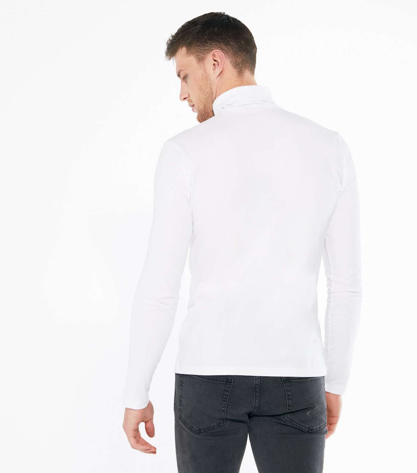 White Roll Neck Long Sleeve Top Image 4