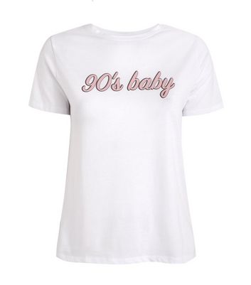 Petite White Slogan 90's Baby T-Shirt 