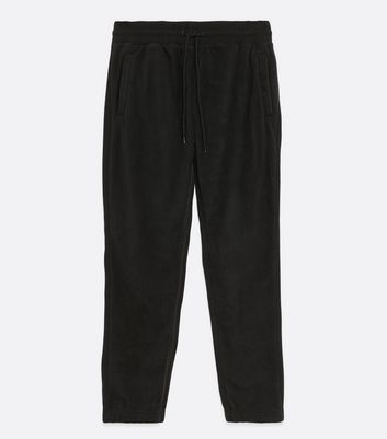 Image of Black Fleece Cuffed Joggers New Look