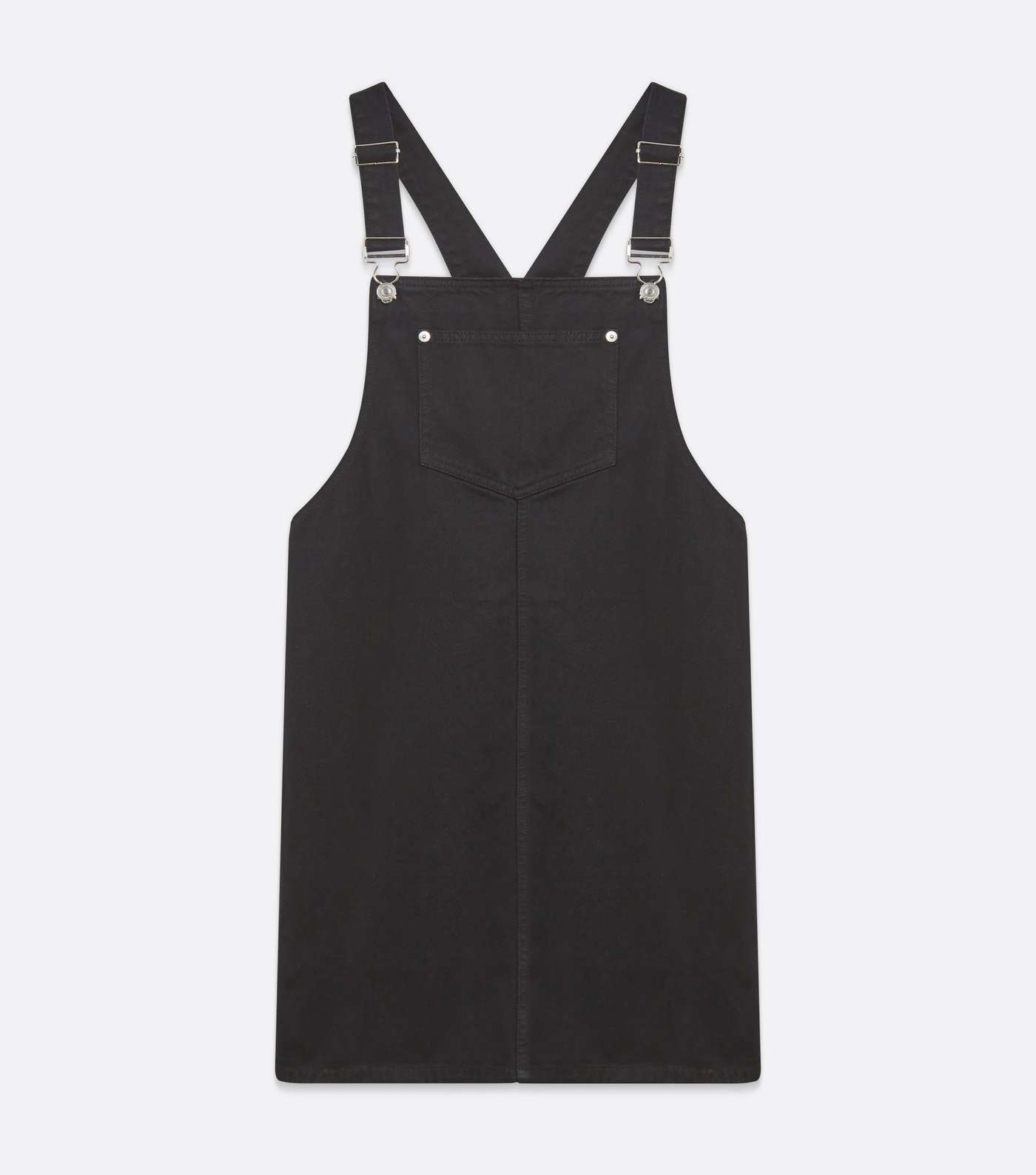 Tall Black Denim Pocket Front Pinafore Dress Image 5