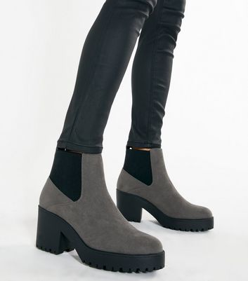 grey heeled chelsea boots