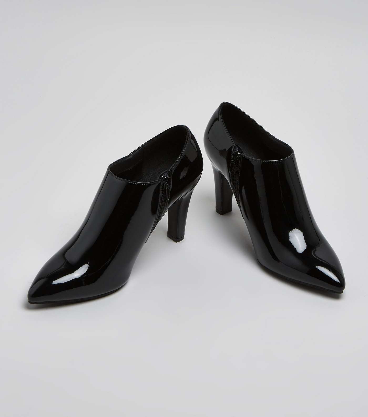 Black Patent Block Heel Shoe Boots Image 2