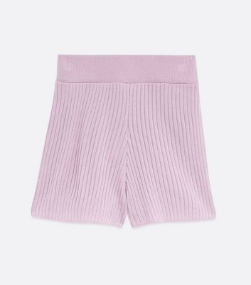 Image of Lilac Ribbed Knit Shorts New Look