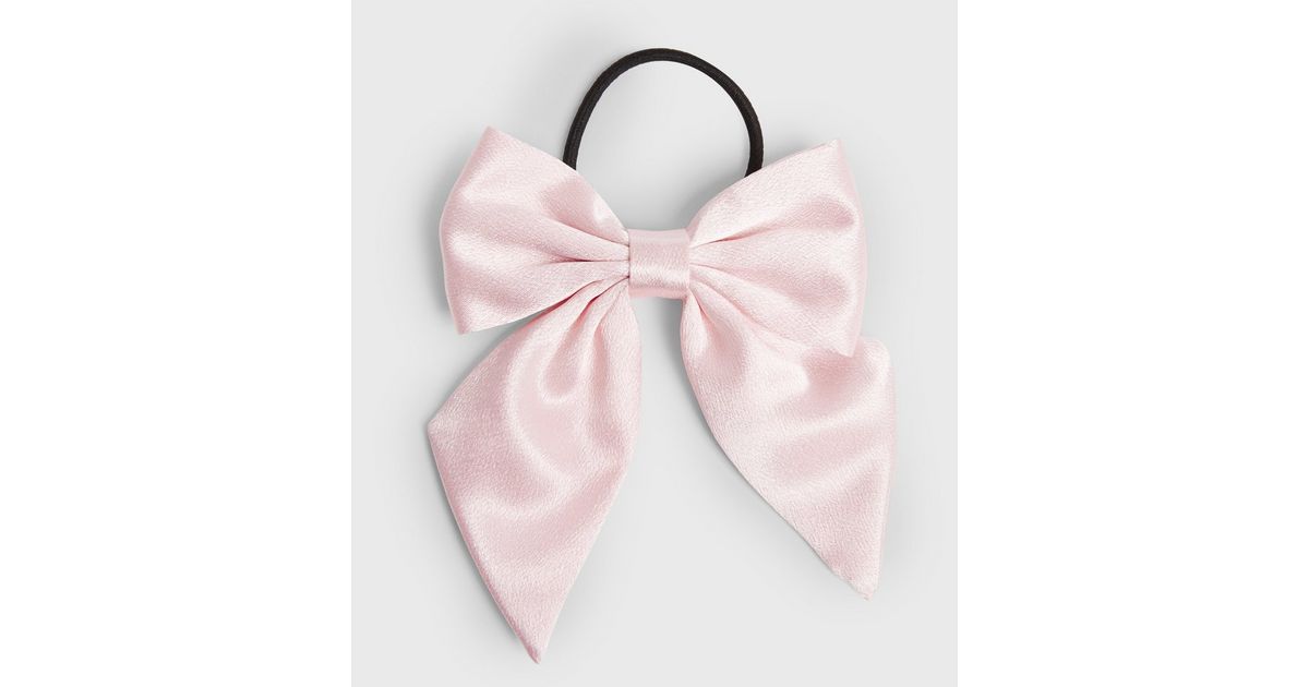 Pale Pink Satin Bow Hair Band | New Look