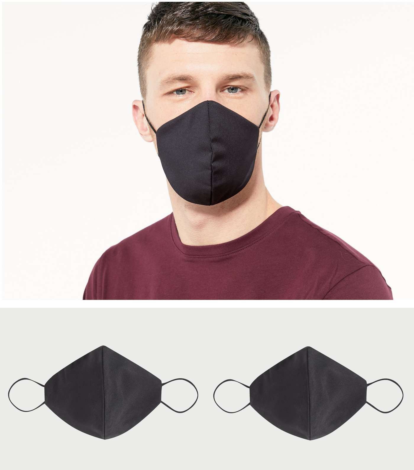 2 Pack Black Reusable Face Coverings
