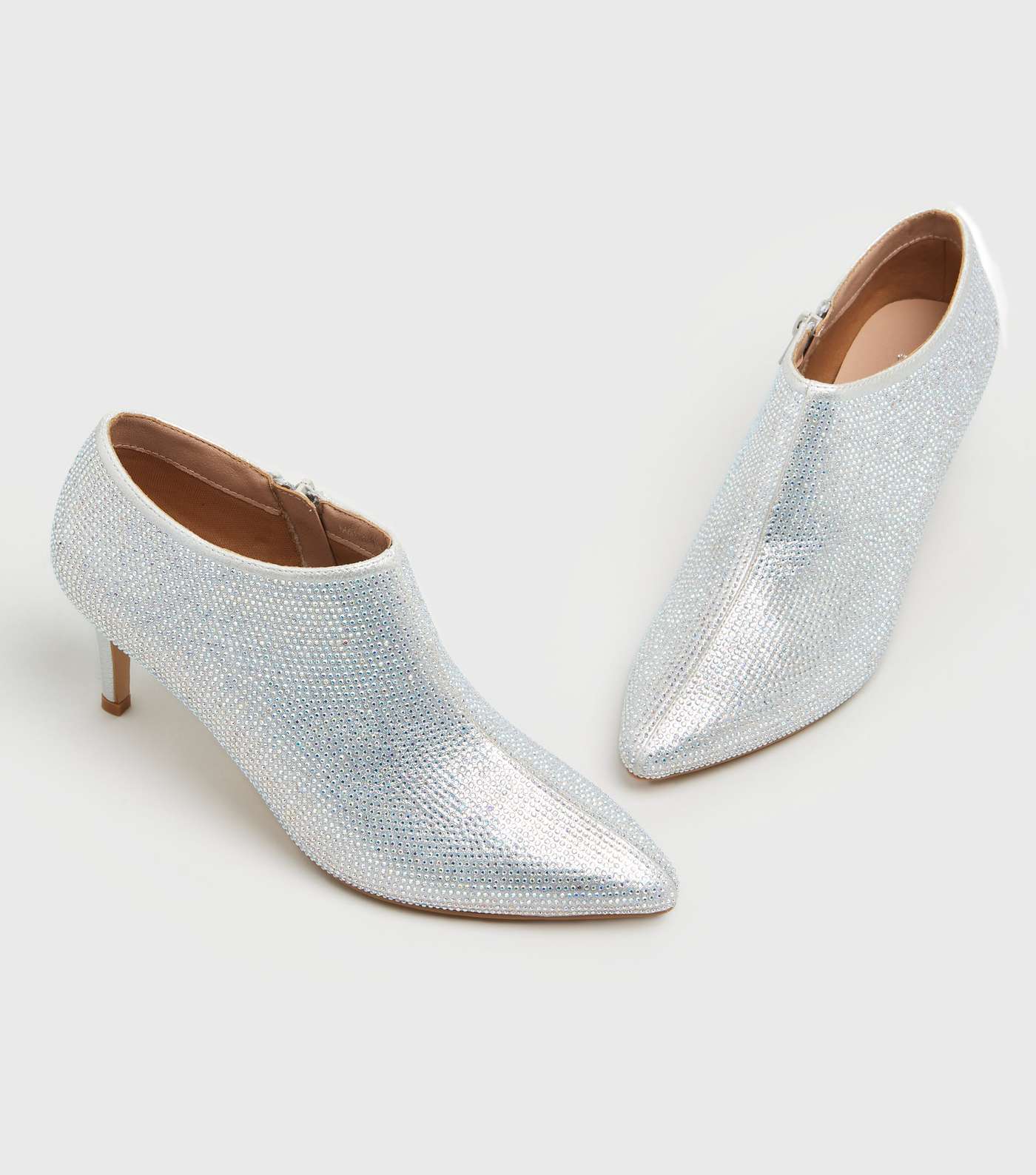 Silver Diamanté Stiletto Shoe Boots Image 2