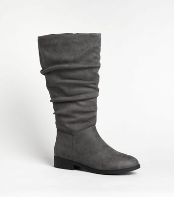 New look grey on sale knee high boots