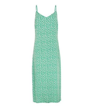 Green Ditsy Floral Midi Slip Dress | New Look