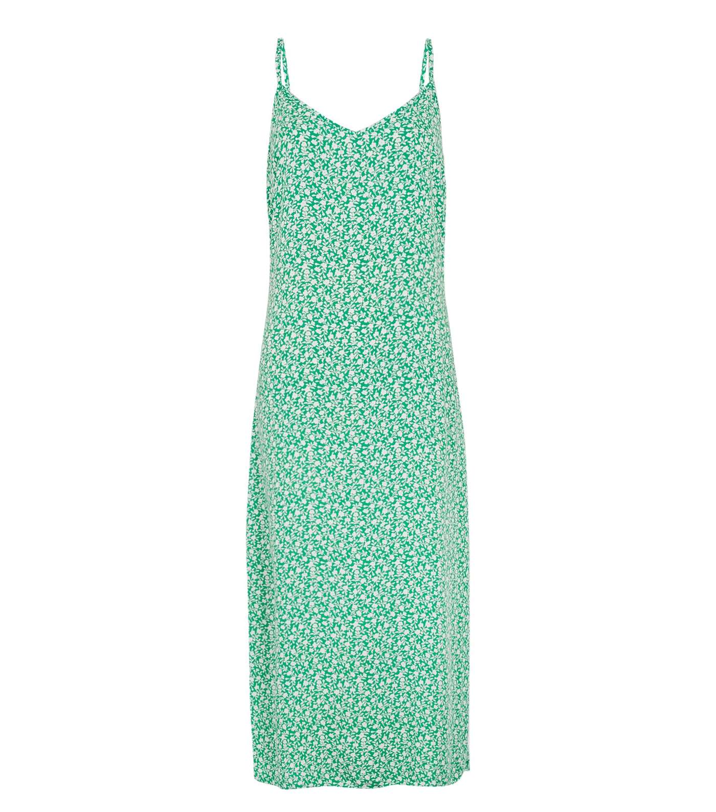 Green Ditsy Floral Midi Slip Dress 